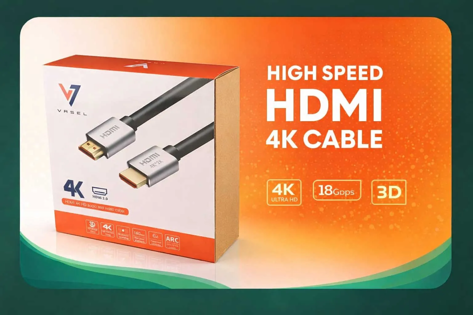 کابل HDMI واصل VASEL نسخه 2.0 با پشتیبانی از 4K، طول 1.5 متر - تصویر 2