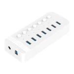 هاب ۷ پورت USB 3.0 آداپتوردار اوریکو مدل CT2U3-7AB | کلید مجزا