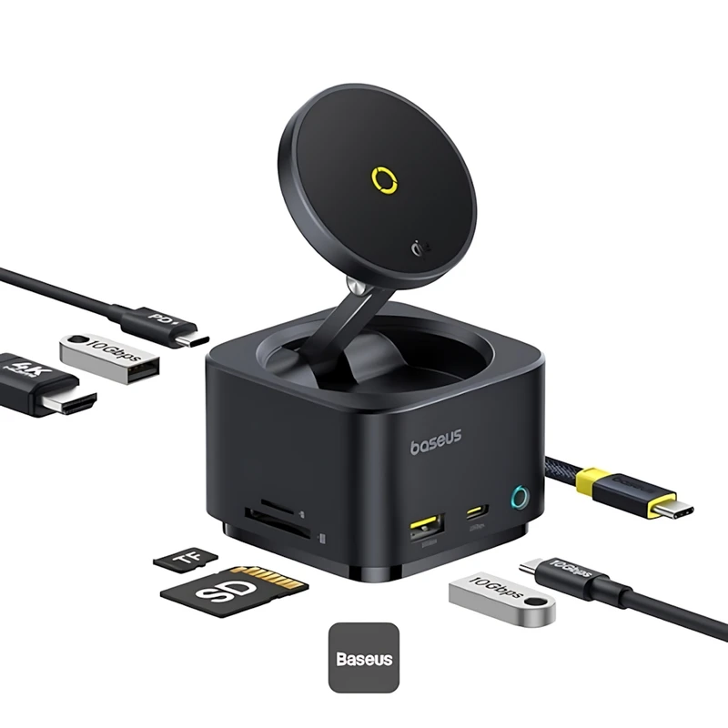 هاب 7 پورت USB-C و شارژر بی سیم بیسوس مدل BS-OH122 - تصویر 11