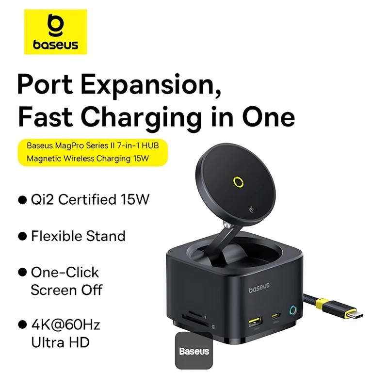 هاب 7 پورت USB-C و شارژر بی سیم بیسوس مدل BS-OH122 - تصویر 9