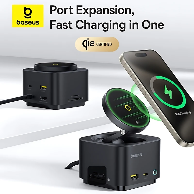 هاب 7 پورت USB-C و شارژر بی سیم بیسوس مدل BS-OH122 - تصویر 7