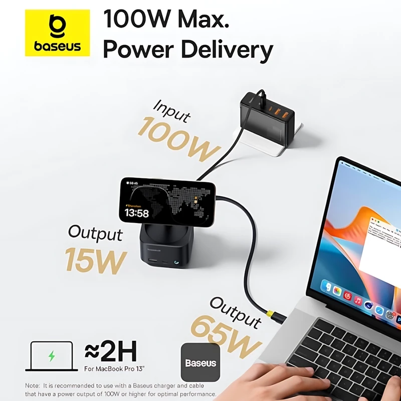هاب 7 پورت USB-C و شارژر بی سیم بیسوس مدل BS-OH122 - تصویر 4
