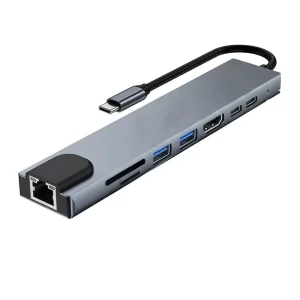 هاب ۸ پورت USB-C مجنتیک مدل CHD8 با خروجی 4K و PD 87W