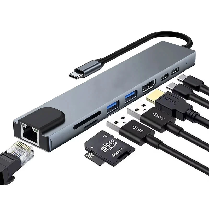 هاب ۸ پورت USB-C مجنتیک مدل CHD8 با خروجی 4K و PD 87W - تصویر 2