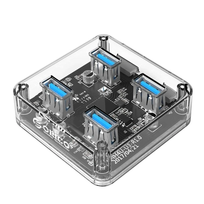 هاب ۴ پورت USB 3.0 اوریکو مدل MH4UC-U3 | بدنه شفاف کریستالی